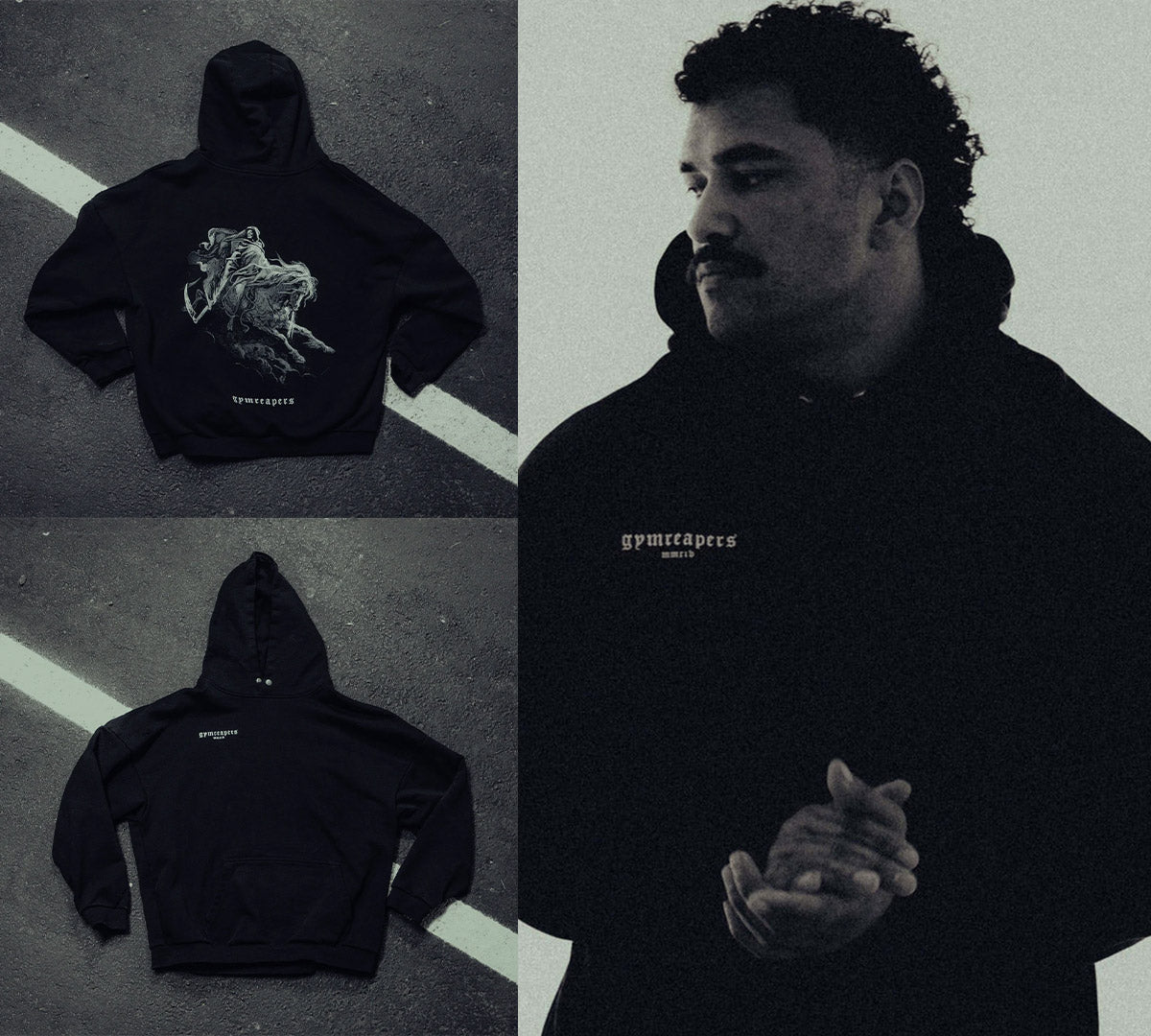 Jack West models the Gymreapers Fourth Crusader pullover hoodie, showcasing its design as a stylish pump cover.