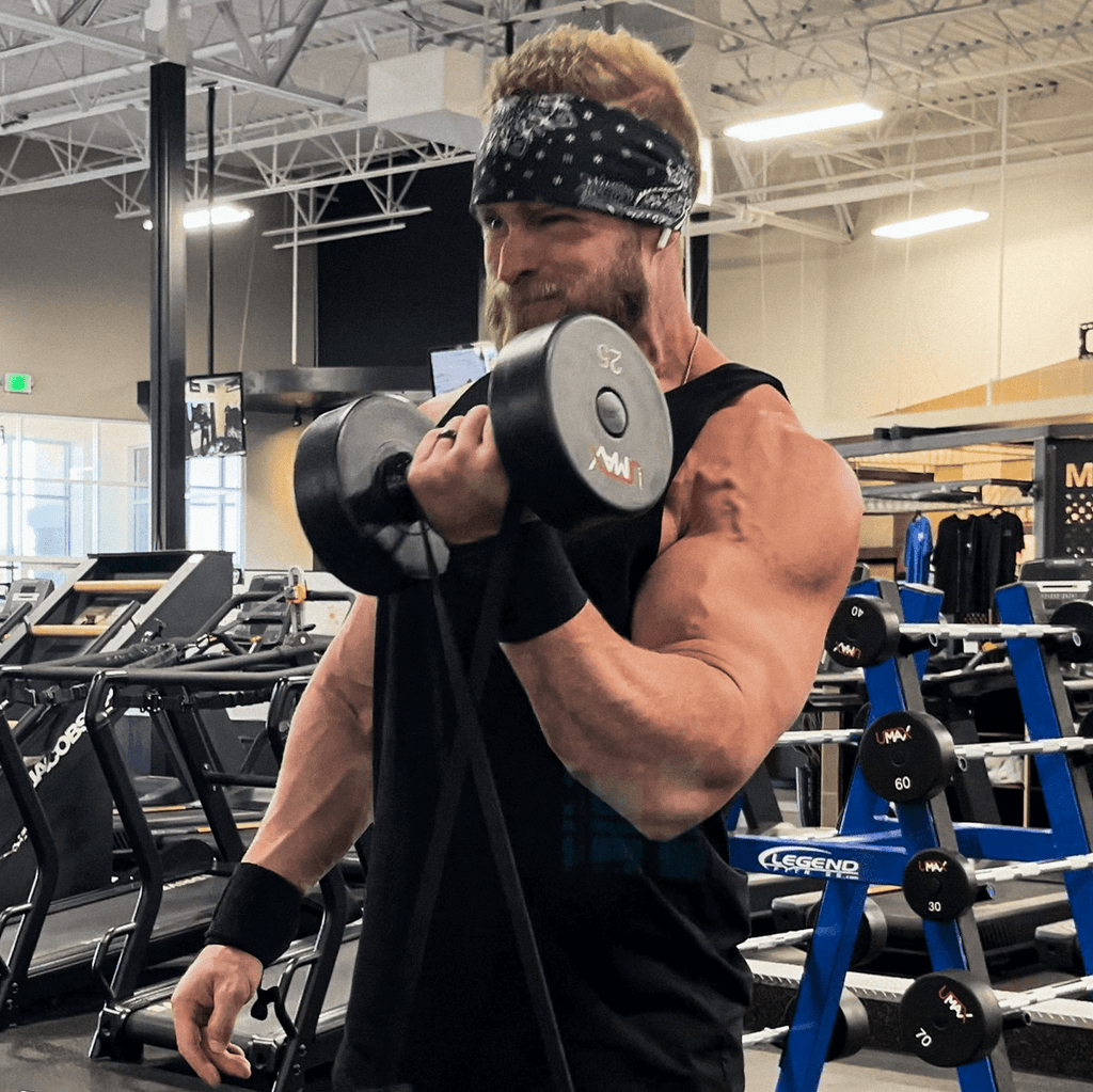banded dumbbell curl