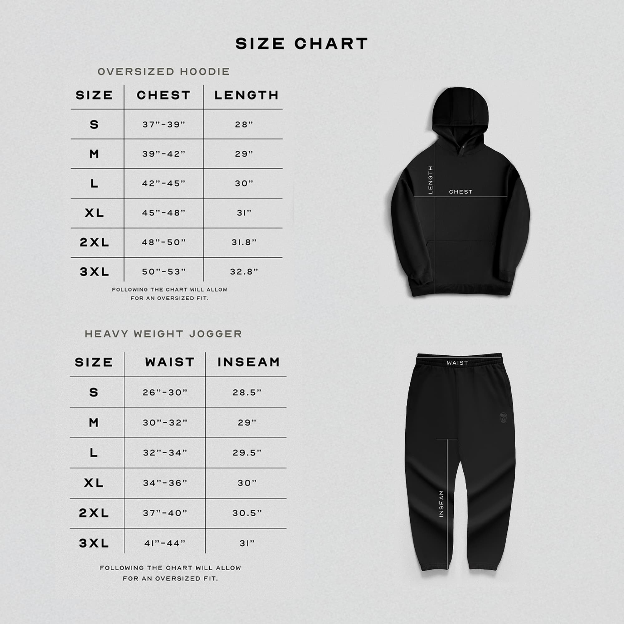 heavyweight set size chart